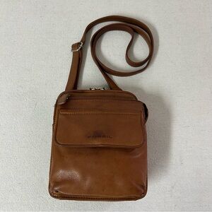 Fossil Crossbody Bag Brown Leather Zip Around Pockets Shoulder Purse Wallet VTG